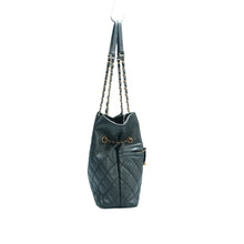 Load image into Gallery viewer, Chanel Front Zip CC Drawstring Leather Shoulder Bag Grey
