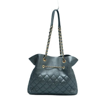 Load image into Gallery viewer, Chanel Front Zip CC Drawstring Leather Shoulder Bag Grey
