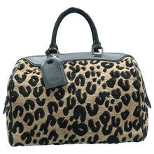 Load image into Gallery viewer, Louis Vuitton Speedy Leopard Velvet Tote Bag Khaki
