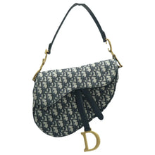 Load image into Gallery viewer, Christian Dior Saddle Oblique Jacquard Belt Crossbody Bag Navy Blue
