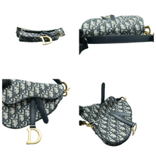 Load image into Gallery viewer, Christian Dior Saddle Fabric Satchel Bag Navy
