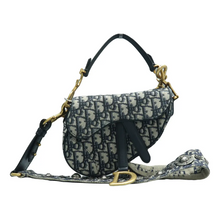 Load image into Gallery viewer, Christian Dior Saddle Fabric Satchel Bag Navy
