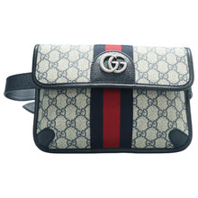 Load image into Gallery viewer, Gucci Web Small Ophidia GG Supreme Monogram Belt Bag Navy
