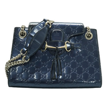 Load image into Gallery viewer, GUCCI Emily Patent Leather Shoulder Bag Navy
