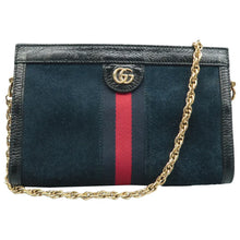 Load image into Gallery viewer, Gucci Web Small Ophidia Suede Calfskin Chain Shoulder Bag Blue
