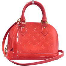 Load image into Gallery viewer, LOUIS VUITTON Alma BB Monogram Patent Leather Satchel Bag Orange
