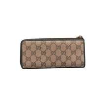 Load image into Gallery viewer, Gucci  Monogram Metal Bar Zip Around Wallet Brown
