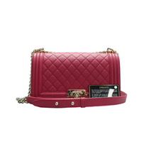 Load image into Gallery viewer, CHANEL Boy Leather Shoulder Bag Pink
