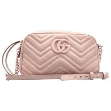 Load image into Gallery viewer, Gucci GG Marmont Small Matelasse Chevron Leather Camera Bag Pink
