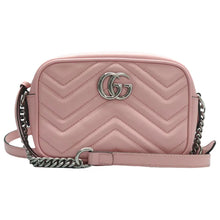 Load image into Gallery viewer, Gucci GG Marmont Small Matelasse Chevron Leather Camera Bag Pink
