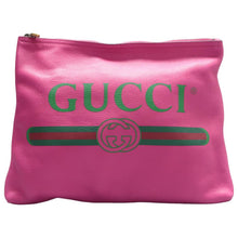 Load image into Gallery viewer, Gucci Pebbled Calfskin Medium Logo Portfolio Clutch Box Pink Green
