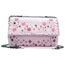 Load image into Gallery viewer, Bottega Veneta Baby Olimpia Nappa Intrecciato Meadow Flower Embroidered Shoulder Bag Pink
