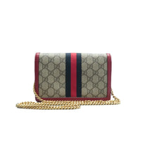 Load image into Gallery viewer, Gucci Web Queen Margaret GG Supreme Canvas Chain Wallet Beige
