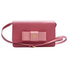 Load image into Gallery viewer, PRADA Saffiano Bow Leather Shoulder Bag Pink
