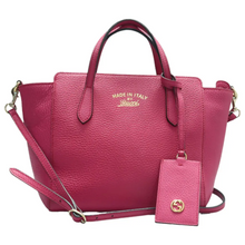 Load image into Gallery viewer, GUCCI Swing Leather Satchel Bag Fuchsia
