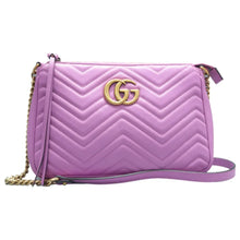 Load image into Gallery viewer, Gucci Mini GG Marmont Calfskin Matelasse Chain Shoulder Bag Purple
