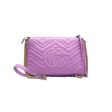 Load image into Gallery viewer, Gucci Mini GG Marmont Calfskin Matelasse Chain Shoulder Bag Purple
