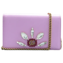 Load image into Gallery viewer, Gucci Marquise Crystals Mini GG Calfskin Chain Wallet Purple
