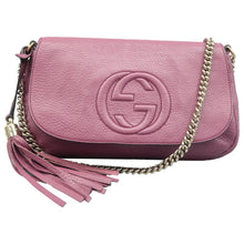 Load image into Gallery viewer, Gucci Soho Flap Pebbled Calfskin Medium Crossbody Bag Purple
