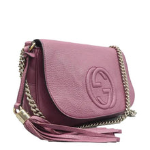 Load image into Gallery viewer, Gucci Soho Flap Pebbled Calfskin Medium Crossbody Bag Purple
