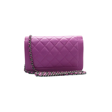 Load image into Gallery viewer, CHANEL Wallet On Chain Boy Leather Shoulder Bag Purple
