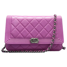 Load image into Gallery viewer, CHANEL Wallet On Chain Boy Leather Shoulder Bag Purple
