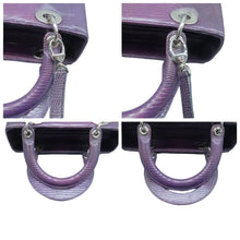 Load image into Gallery viewer, Christian Dior Lady Dior Lizard Leather Satchel Bag Purple
