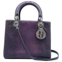 Load image into Gallery viewer, Christian Dior Lady Dior Lizard Leather Satchel Bag Purple
