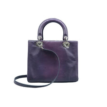 Load image into Gallery viewer, Christian Dior Lady Dior Lizard Leather Satchel Bag Purple
