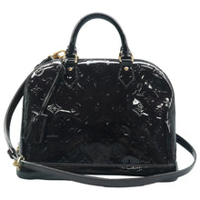 Load image into Gallery viewer, Louis Vuitton Alma BB Monogram Vernis Satchel Bag Dark Purple
