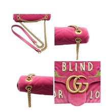 Load image into Gallery viewer, Gucci GG Marmont Blind Love Velvet Shoulder Bag Purple
