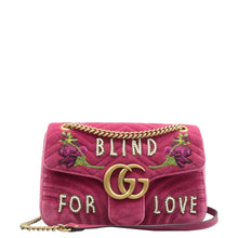 Load image into Gallery viewer, Gucci GG Marmont Blind Love Velvet Shoulder Bag Purple
