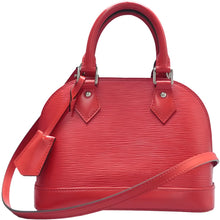 Load image into Gallery viewer, LOUIS VUITTON Alma BB EPI Leather Satchel Bag Red
