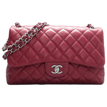 Load image into Gallery viewer, Chanel Jumbo Double Flap Lambskin Quilted Shoulder Bag Dark Red
