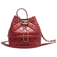 Load image into Gallery viewer, Chanel Rolled Up Caviar Quilted Bucket Drawstring Bag Red
