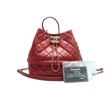 Load image into Gallery viewer, Chanel Rolled Up Caviar Quilted Bucket Drawstring Bag Red
