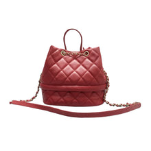 Load image into Gallery viewer, Chanel Rolled Up Caviar Quilted Bucket Drawstring Bag Red
