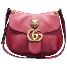 Load image into Gallery viewer, Gucci GG Marmont Flap Cellarius Calfskin Feline Shoulder Bag Red
