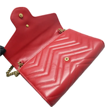 Load image into Gallery viewer, GUCCI GG Marmont Chain Wallet Leather Shoulder Bag Red
