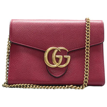 Load image into Gallery viewer, GUCCI GG Marmont Chain Wallet Leather Crossbody Bag Red
