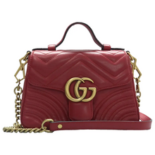 Load image into Gallery viewer, GUCCI GG Marmont Leather Satchel Bag Red
