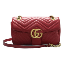 Load image into Gallery viewer, GUCCI GG Marmont Leather Shoulder Bag Red
