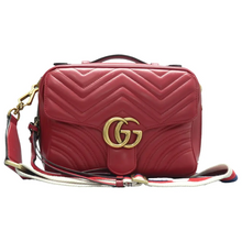 Load image into Gallery viewer, GUCCI GG Marmont Leather Satchel Bag Red
