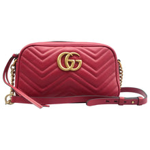 Load image into Gallery viewer, Gucci GG Marmont Small Matelasse Chevron Leather Crossbody Camera Bag Red
