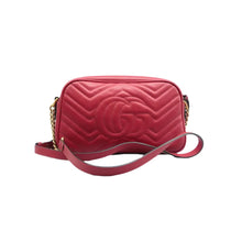 Load image into Gallery viewer, Gucci GG Marmont Small Matelasse Chevron Leather Crossbody Camera Bag Red
