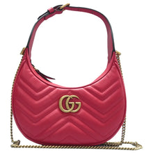 Load image into Gallery viewer, Gucci GG Marmont Half Moon Shaped Matelasse Leather Satchel Red
