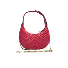 Load image into Gallery viewer, Gucci GG Marmont Half Moon Shaped Matelasse Leather Satchel Red
