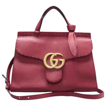 Load image into Gallery viewer, GUCCI GG Marmont Leather Satchel Bag Red
