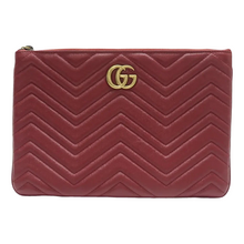 Load image into Gallery viewer, GUCCI GG Marmont Leather Clutch Bag Red
