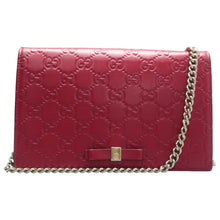 Load image into Gallery viewer, Gucci Chain Wallet Guccissima Signature Bowy Shoulder Bag Blue
